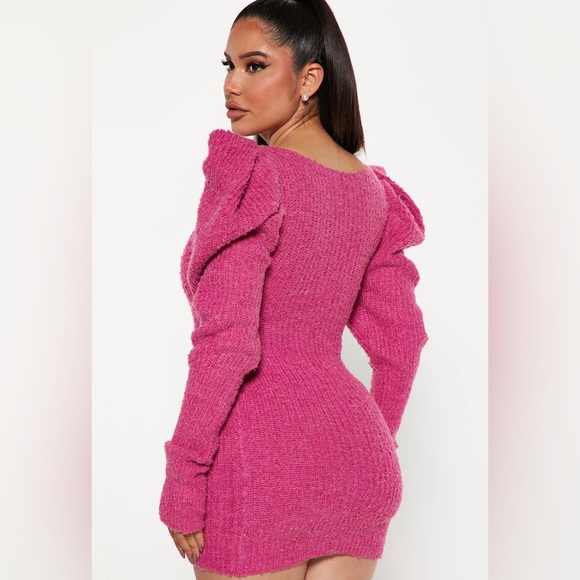 Fuchsia Sweater Mini Dress - Picture 2 of 2